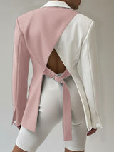 Men's Back Hollow Color Block Casual Long Sleeve Blazer SKUL39014