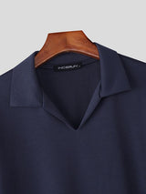 Men's Slim Fit Knitted Stretch Short Sleeve Shirt SKUL36440