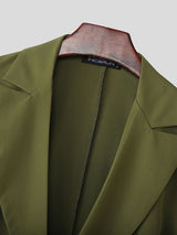 Men's Solid Color Waist Cinched Long Sleeve Blazer SKUL51861