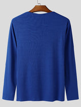 Men's Textured Knit Hollow Out Long Sleeve T-shirt SKUL48601