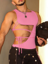 Men's Deconstructed Cut Out Tie Tank SKUL57166