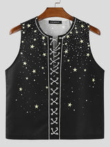 Men's Star Print Cropped Casual Tank SKUL24990