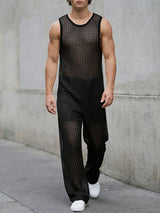 Men's Hollow Out Crochet Mesh Two Pieces Outfit SKUL60175