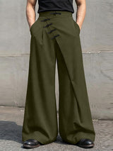 Men's Solid Color Frog Button Pant SKUL58740