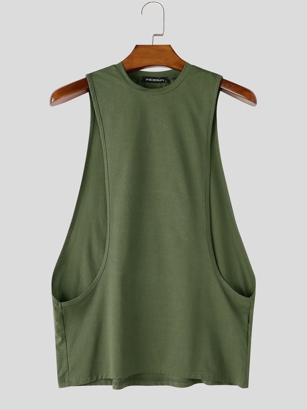 Men's Avant-Garde Drop Armhole Side-Cutout Fitted Muscle Tank SKUL70328