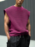 Mens Solid Textured Crew Neck Sleeveless T-Shirt SKUK52986