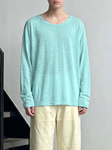 Men's Minimalist Harajuku Sheer Knit Scoop Neck Long Sleeve T-shirt SKUL70245