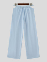 Men's Avant-Garde Cutout Waist Solid Loose Straight Wide Leg Pajama Pant SKUL71291