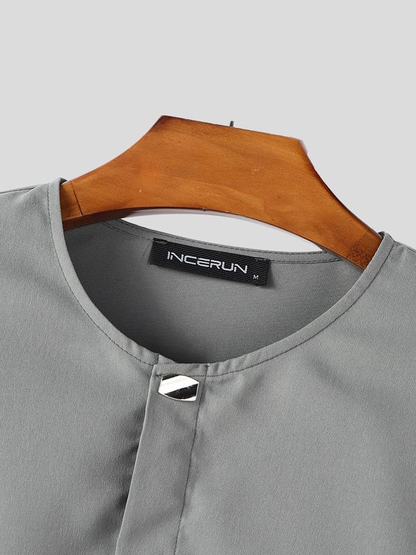 Men's Solid Color Pocket Long Sleeve Shirt SKUL38874