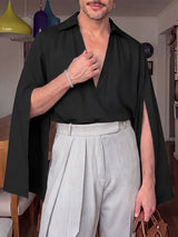 Men's Avant-Garde Deep V-Neck Cape Sleeve Drapey Shirt SKUL78050