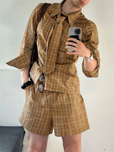 Men's Plaid Casual Two Pieces Outfit SKUL23704