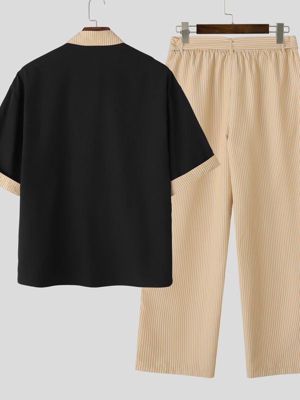 Men's Color Block Striped Two Pieces Outfit SKUL38098