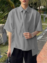 Men's Irregular Hem Short Sleeve Shirt SKUL30471