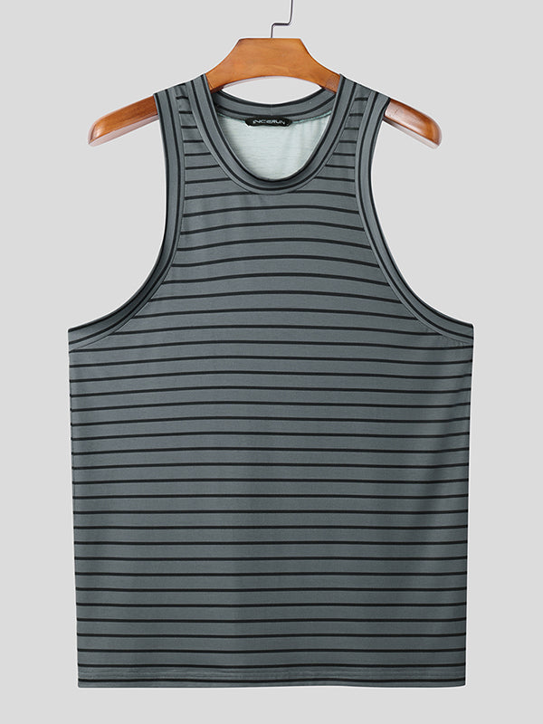 Mens Striped Colorblock Casual Tank SKUL03123
