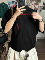 Men's Solid Color Frog Button Half Sleeve Shirt SKUL55442