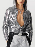 Mens Metallic Long Sleeve Hooded Bodysuit SKUK23315