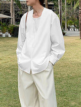 Men's Faux Two Pieces Casual Long Sleeve Shirt SKUL30779