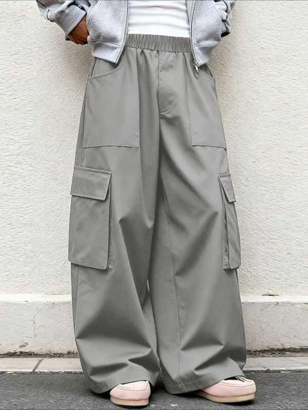 Men's Solid Color Wide Leg Cargo Pant SKUL49893