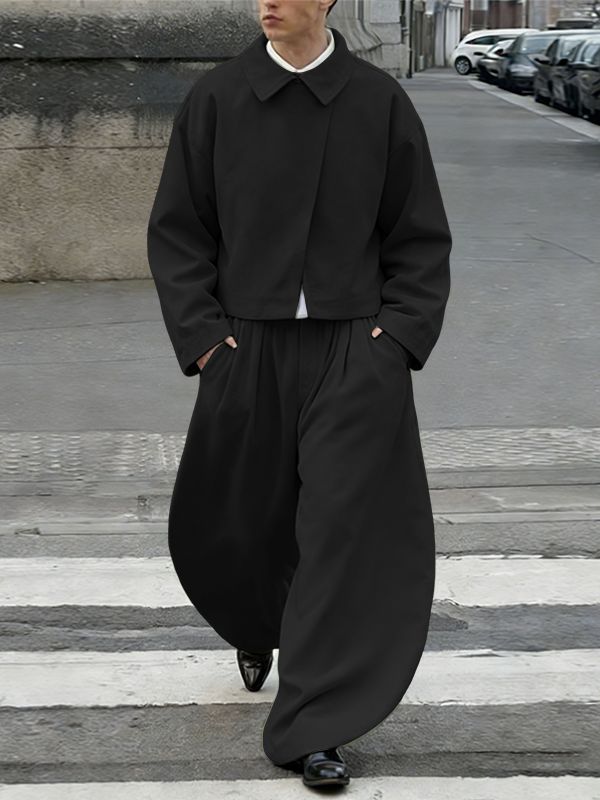 Men's Solid Color Casual Two Piece Outfit SKUL50939