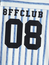 Men's American Streetwear Blokecore Striped Number Print Contrast Dropped Shoulder Short Sleeve Shirt SKUL69691