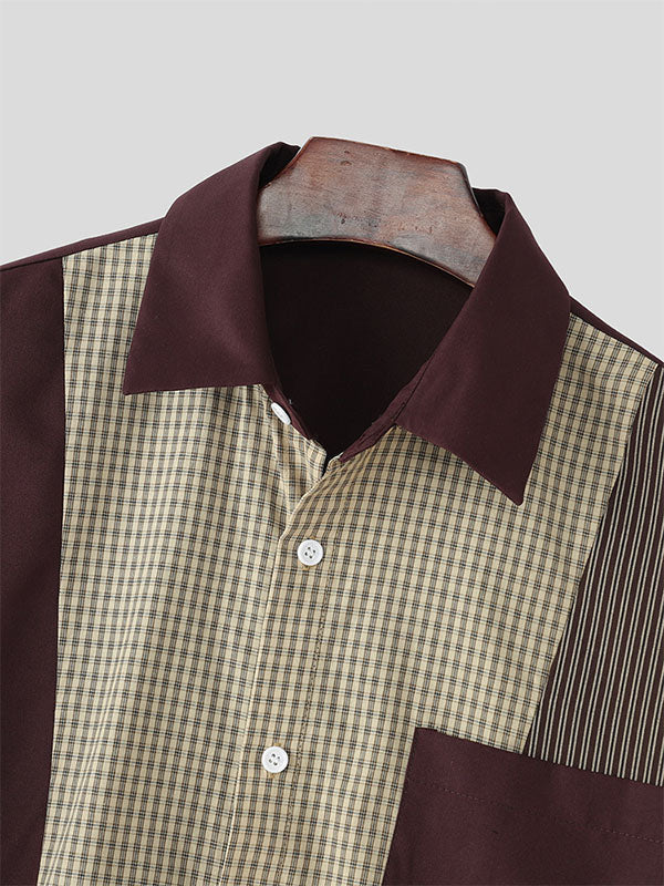 Mens Striped Colorblock Short Sleeve Shirt SKUL07541