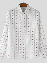 Men's Small Floral Dot Fine Stripe Long Sleeve Shirt SKUL43826