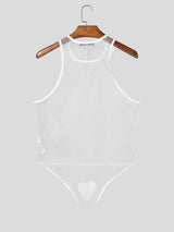 Men's Clubwear Sexy Sheer Plaid Mesh High Cut Tank SKUL66185