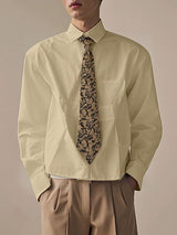 Men's Printed Tie Long Sleeve Shirt SKUL36672