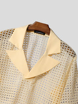 Men's Hollow Out Mesh Half Sleeve Shirt SKUL55439