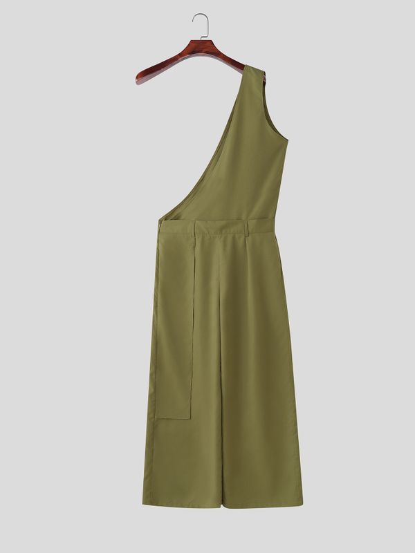 Men's Solid Color One Shoulder Jumpsuit SKUL57662
