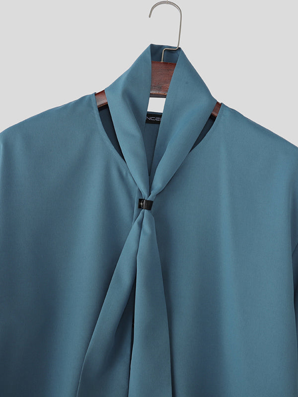 Men's Solid Color Striped Scarf Two Pieces Outfit SKUL30507