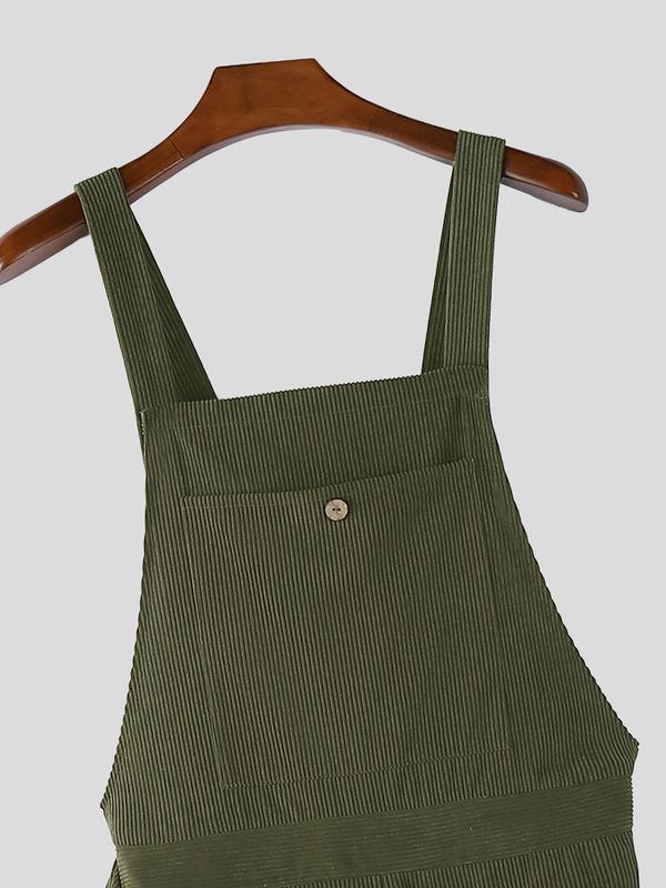 Men's Ribbon Design Corduroy Casual Jumpsuit SKUL56152