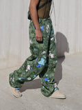 Mens Floral Print Loose Cargo Pants SKUK52843