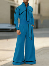 Men's Color Block Outlined Line Two Pieces Outfit SKUL43646