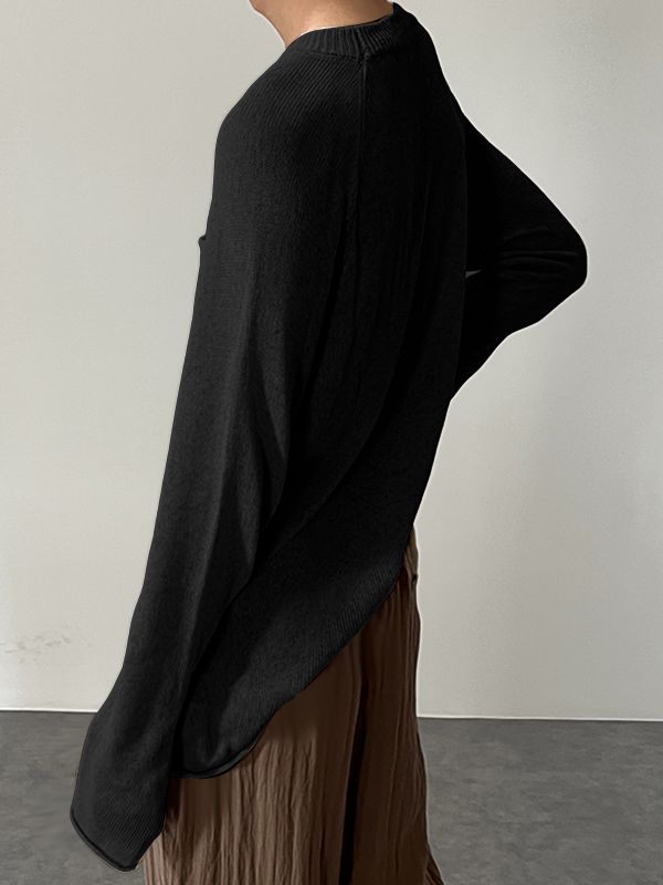 Men's Solid Relaxed Knit Long Sleeve T-Shirt SKUL35259