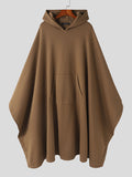Mens Solid Kangaroo Pocket Hooded Cloak SKUK42869