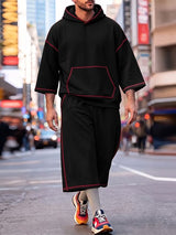 Men's Urban Streetwear City Walk Contrast Piping Two Pieces Outfit SKUL83948