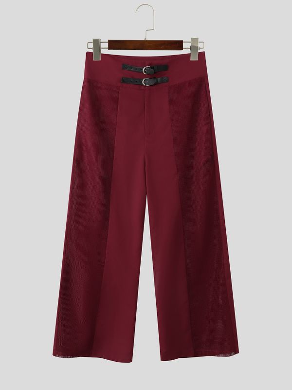 Men's Vertical Mesh Inserts High-Waisted Wide-Leg Pant SKUL59994