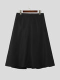 Mens Solid Pleated Metal Buckle Design Skirt SKUK28541