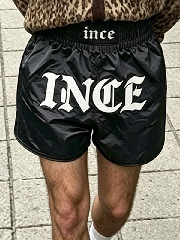 Men's High Street Retro Satin Letter Print Boxing Short SKUL69386