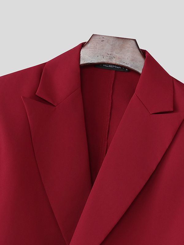 Men's Solid Color Casual Cropped Long Sleeve Blazer SKUL51874