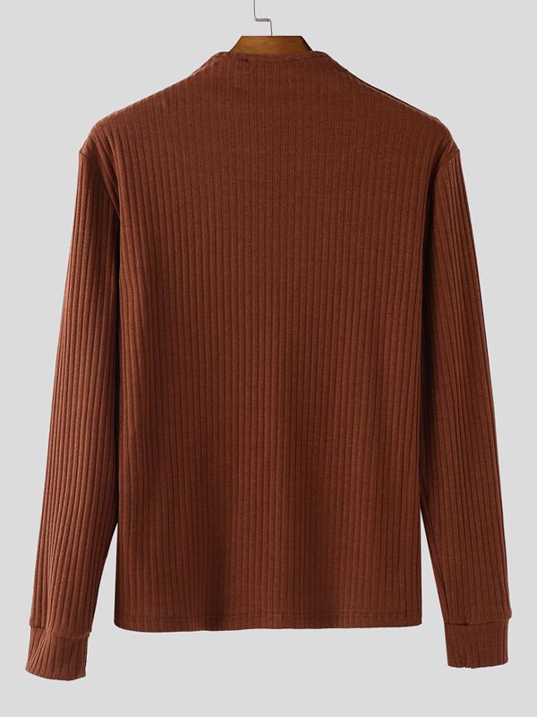 Men's Solid Color Knitted Long Sleeve Sweater SKUL39024
