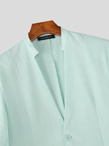 Men's Solid Color Textured Casual Two Pieces Outfit SKUL54446