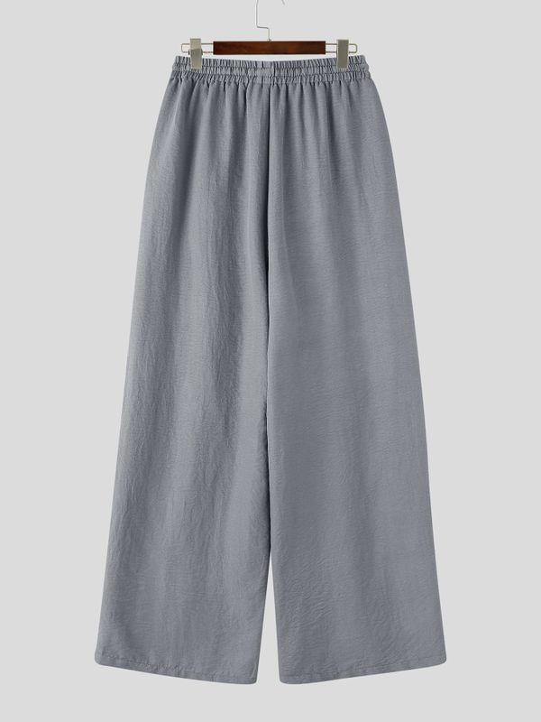 Men's Harajuku Vintage Crinkled Texture Detail Elastic Waist Baggy Pant SKUL71341