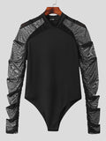 Mens Mesh Patchwork Long Sleeve Bodysuit SKUK37226