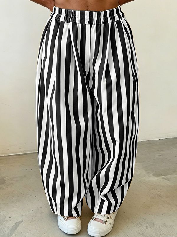 Men's Vintage Y2K Bold Striped Baggy Wide-Leg Balloon Pant SKUL68405