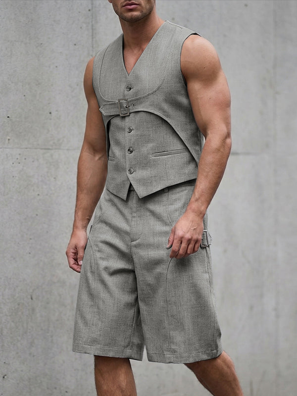 Men's Avant-Garde Deconstructed Buckled Two Pieces Outfit SKUL66877