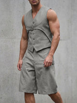 Men's Avant-Garde Deconstructed Buckled Two Pieces Outfit SKUL66877