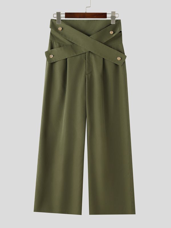 Men's Y2K Avant-Garde Criss-Cross High-Waisted Wide-Leg Pant SKUL75511