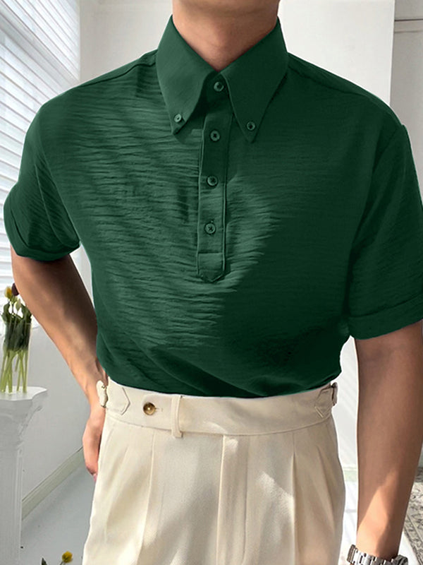 Mens Seersucker Button Down Collar Golf Shirt SKUK05202